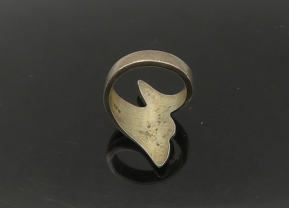 925 Sterling Silver  Vintage Smooth Dark Tone Bypass Band Ring Sz 8  RG22495