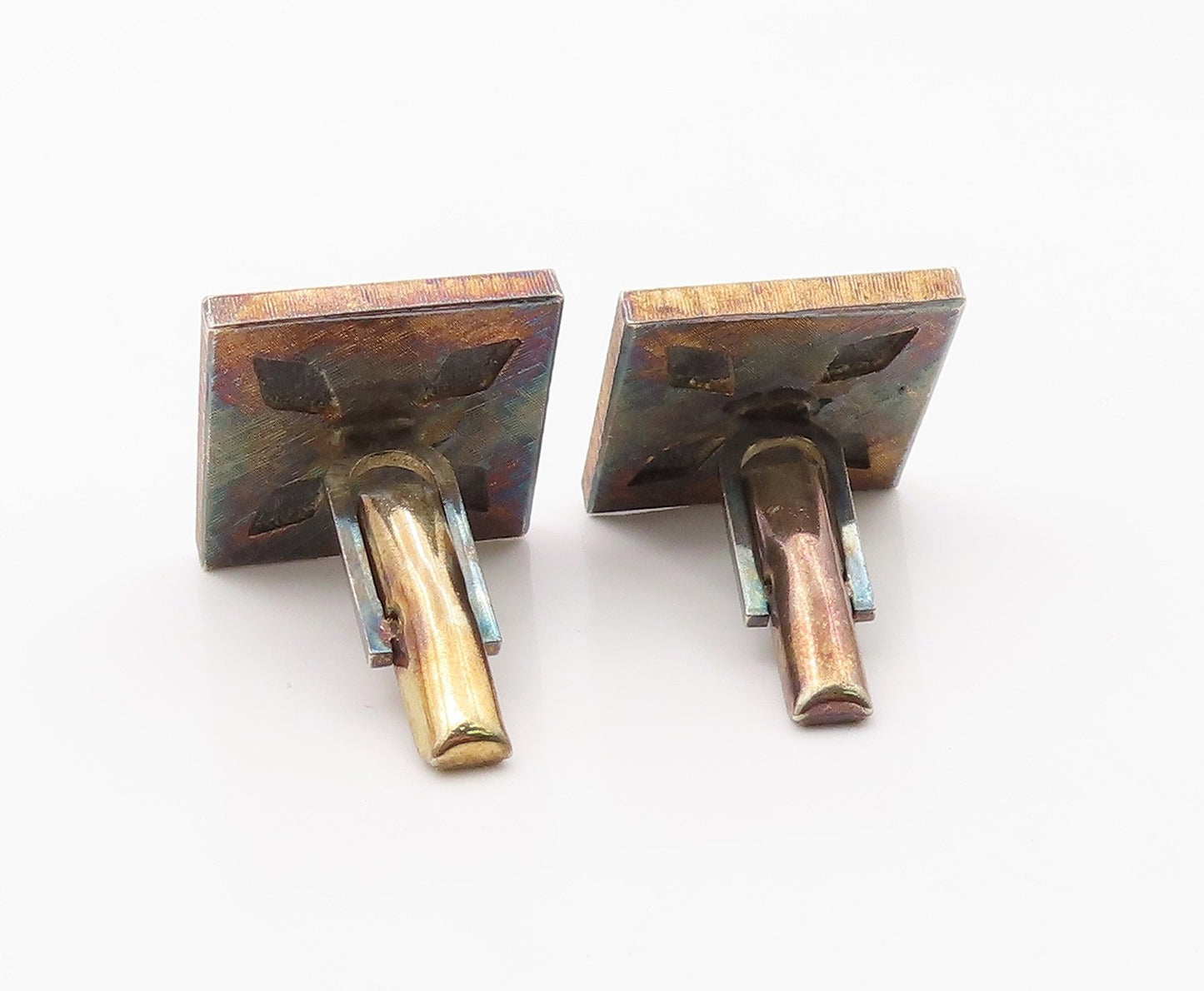 925 Sterling Silver  Vintage Howlite & Black Onyx Square Cufflinks  TR2328