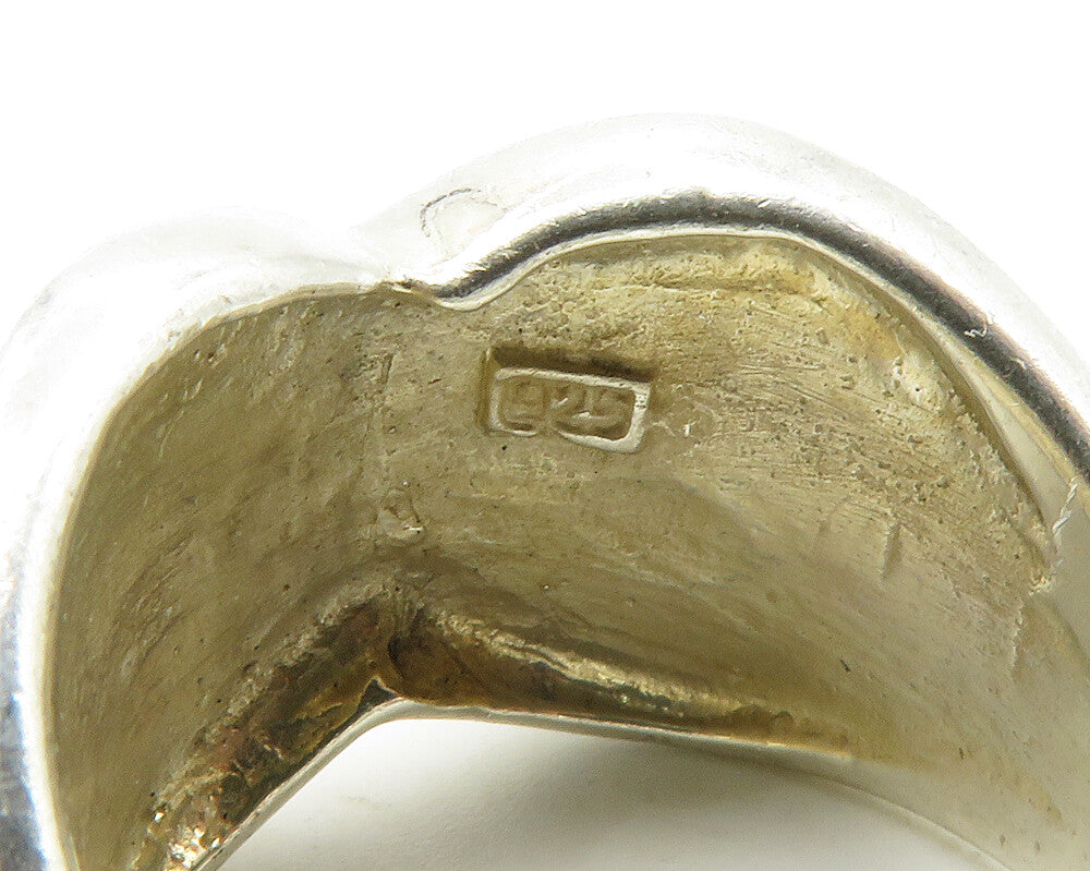 925 Sterling Silver  Vintage Shiny Fluted Crossover Band Ring Sz 8  RG13712