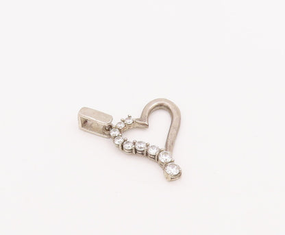 925 Sterling Silver Vintage Pendant Round CZ Inlay Cutout Heart  PT23294