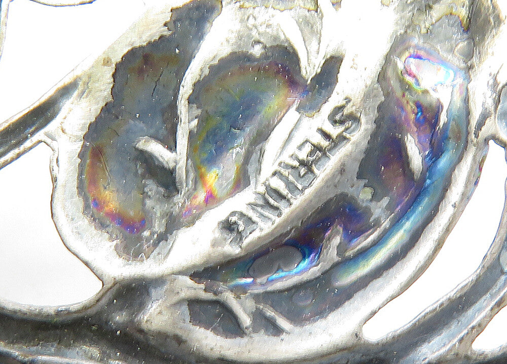 925 Sterling Silver  Vintage Antique Dark Tone Floral Leaf Brooch Pin  BP8375