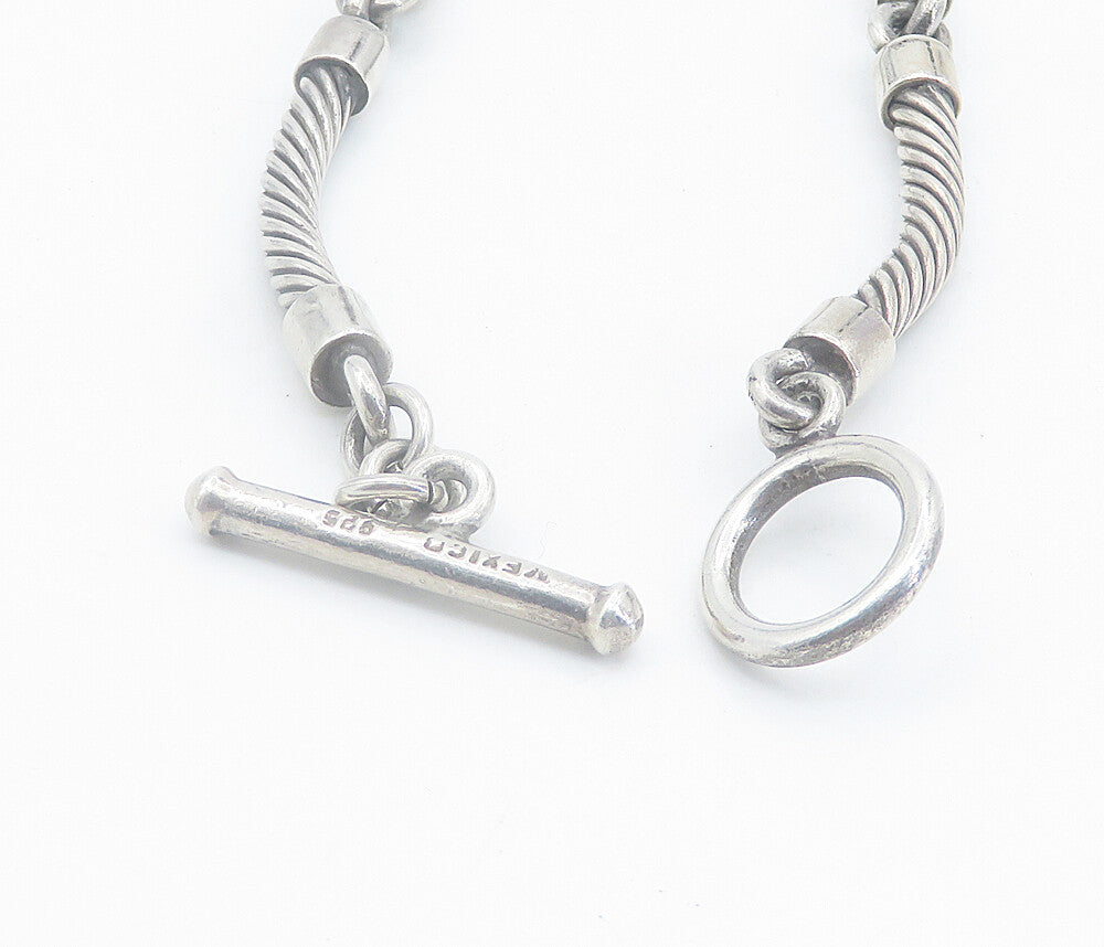 MEXICO 925 Sterling Silver  Vintage Twist Bar Link Chain Bracelet  BT3402