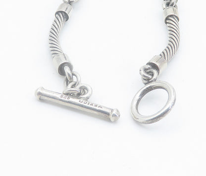 MEXICO 925 Sterling Silver  Vintage Twist Bar Link Chain Bracelet  BT3402