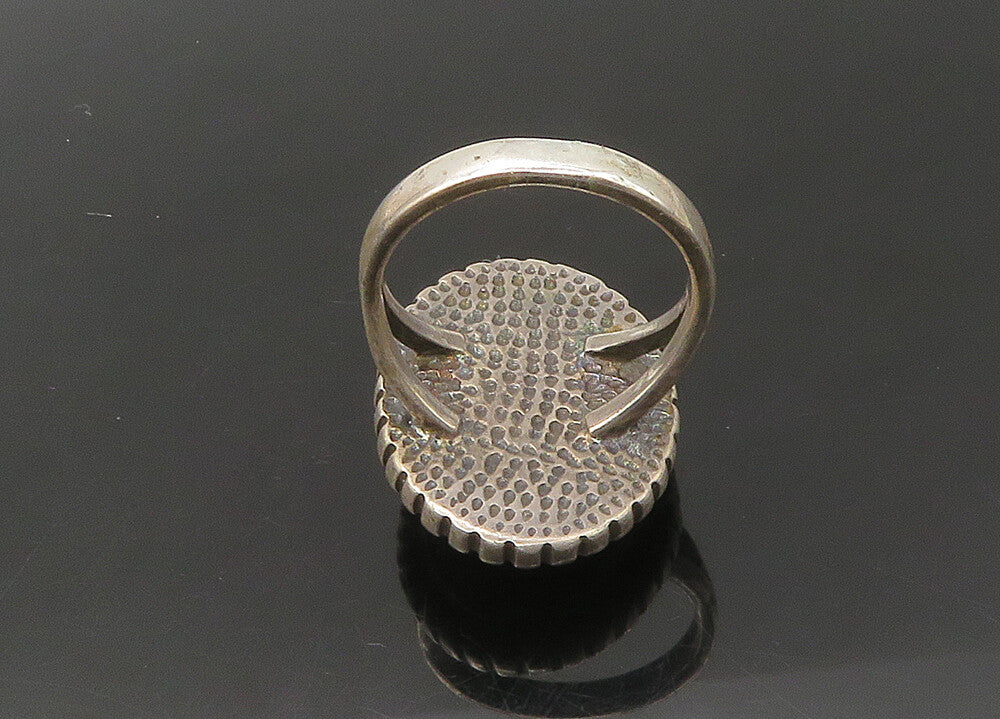 925 Sterling Silver  Vintage Cabochon Cut Amber Cocktail Ring Sz 7  RG22466