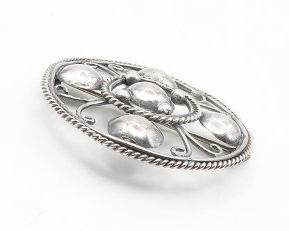 925 Sterling Silver  Vintage Shiny Round Dome Twist Design Brooch Pin  BP5379