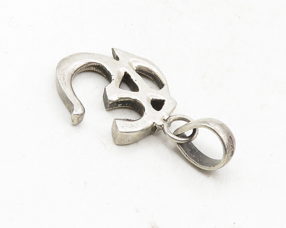 925 Sterling Silver  Vintage Dark Tone Om Spiritual Symbol Pendant  PT7194