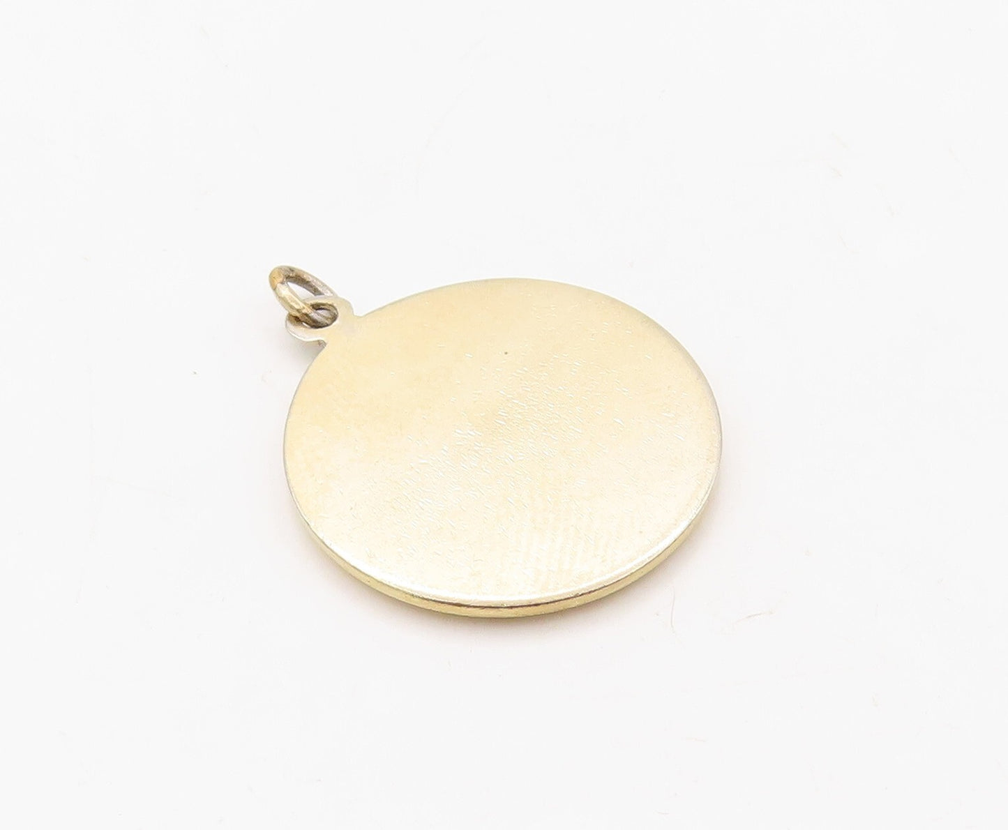 925 Sterling Silver Vintage Pendant Gold Plated Enameled Peace Carved  PT23623
