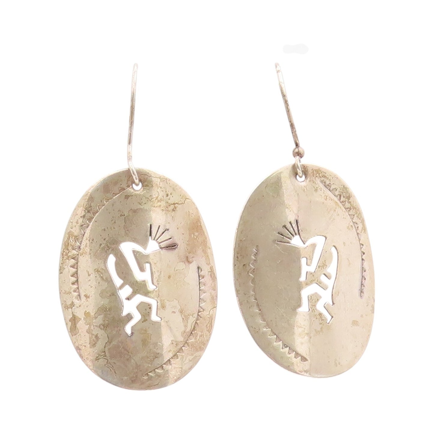 925 Sterling Silver Vintage Earrings NAVAJO Trible Man Playing Music  EG13337