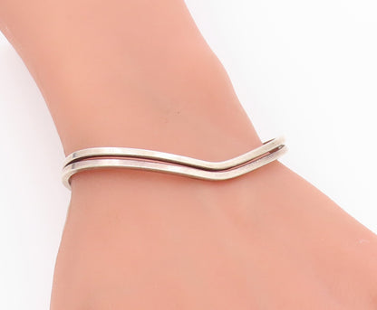 LAZZARI 925 Sterling Silver  Vintage Shiny Pointed Cuff Bracelet  BT9054