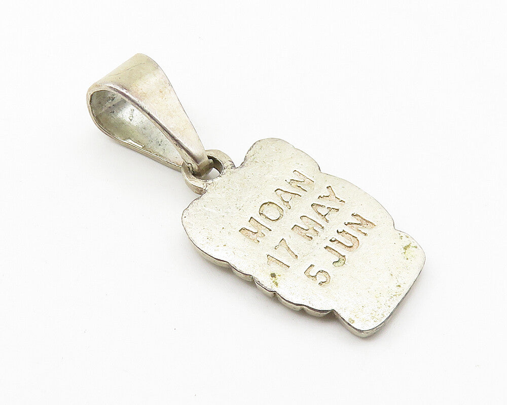 MEXICO 925 Sterling Silver  Vintage Etched Design Drop Pendant  PT8332