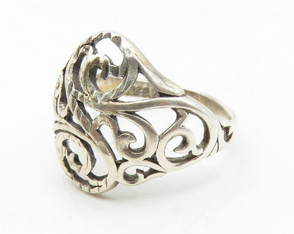 925 Sterling Silver  Vintage Shiny Swirl Vine Dome Band Ring Sz 6  RG11874