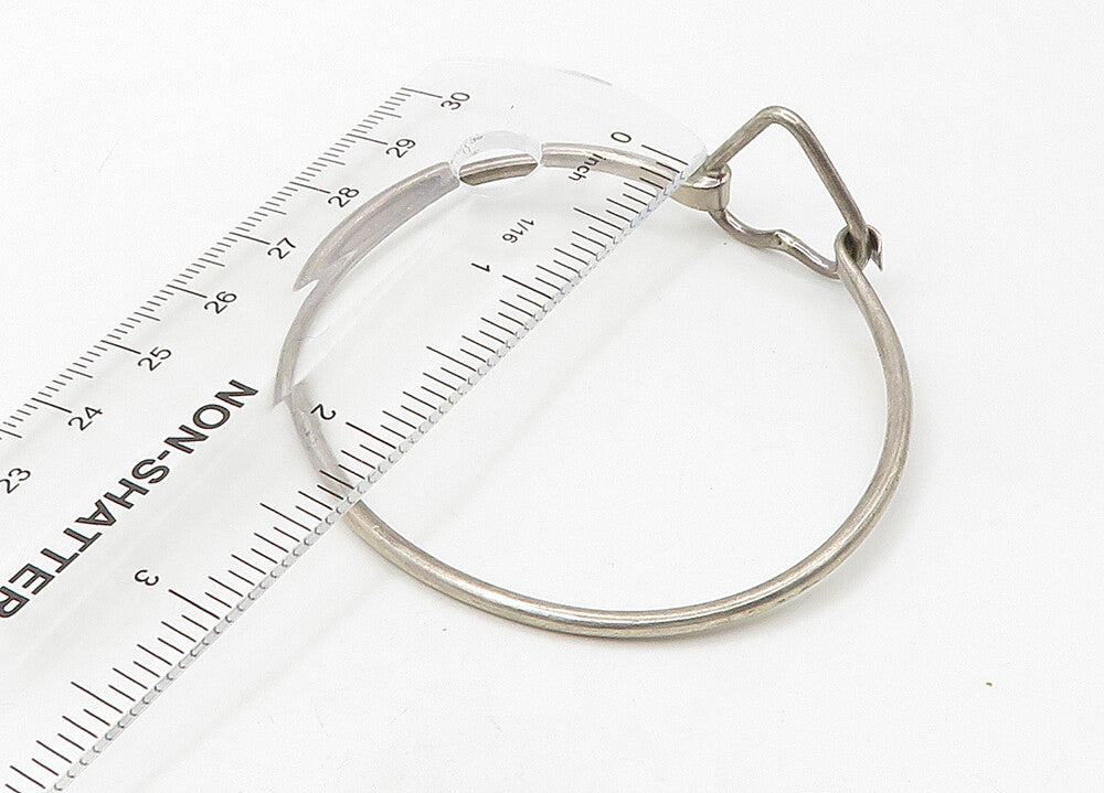 925 Sterling Silver  Vintage Open Love Heart Hook Bangle Bracelet  BT8535