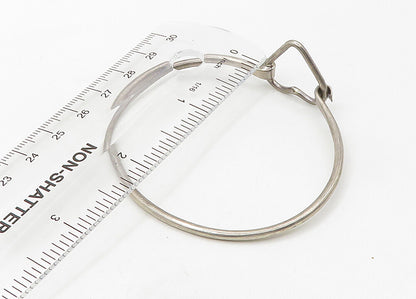 925 Sterling Silver  Vintage Open Love Heart Hook Bangle Bracelet  BT8535