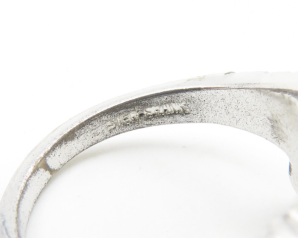 925 Sterling Silver  Vintage Cubic Zirconia Bypass Band Ring Sz 6  RG10281