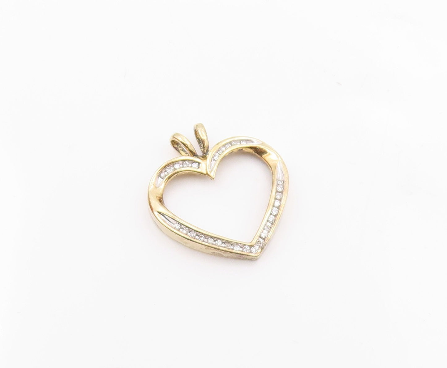 925 Sterling Silver  Genuine Diamonds Gold Plated Love Heart Pendant  PT9727