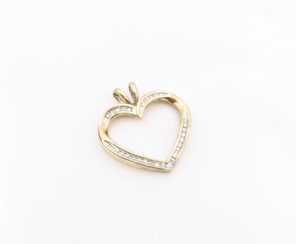 925 Sterling Silver  Genuine Diamonds Gold Plated Love Heart Pendant  PT9727