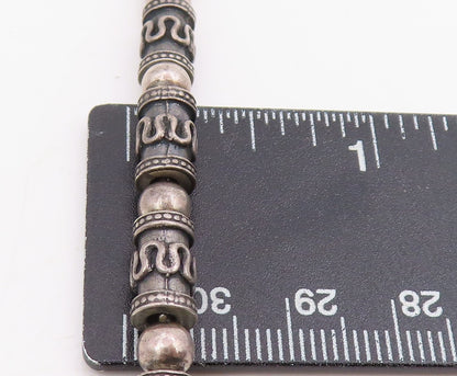 925 Sterling Silver Vintage Necklace Etched Cylindrical Patterned Bead  NE4734
