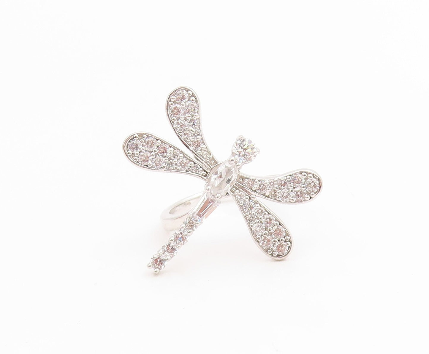 925 Sterling Silver Vintage Ring Multi Shape CZ Dragon Fly Motif  Sz 7  RG35867