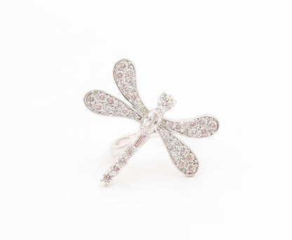 925 Sterling Silver Vintage Ring Multi Shape CZ Dragon Fly Motif  Sz 7  RG35867