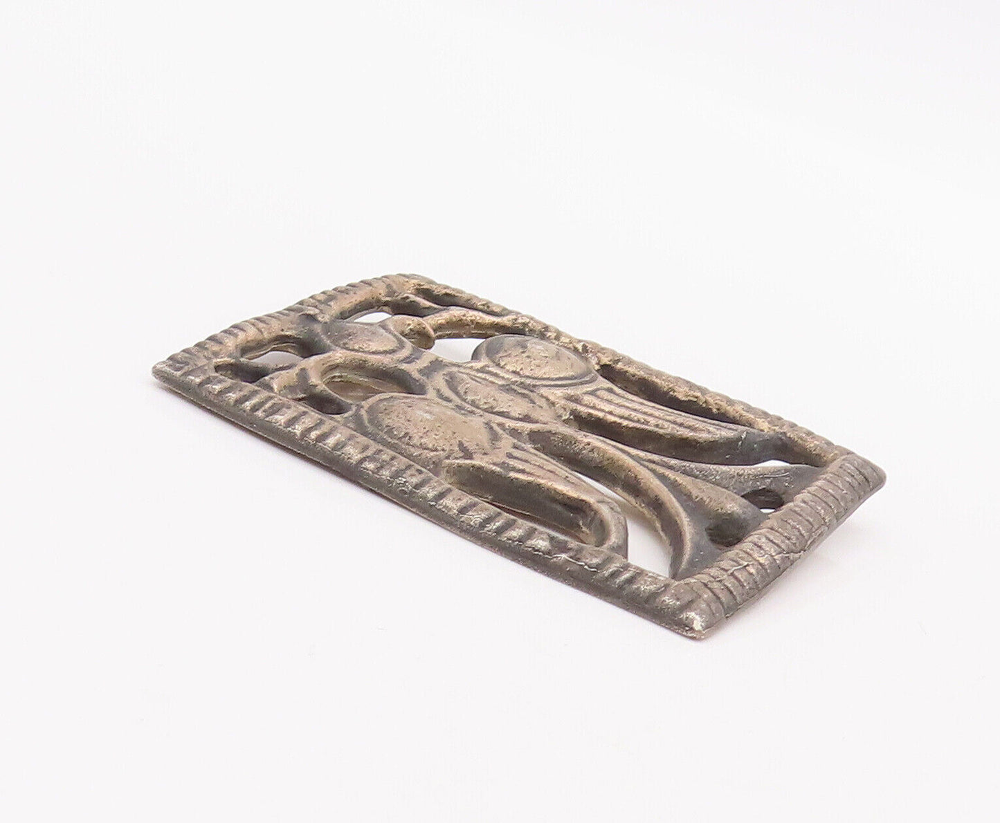 925 Sterling Silver Vintage Brooch Pin MMA Antique Trible Bird Carved  BP10910