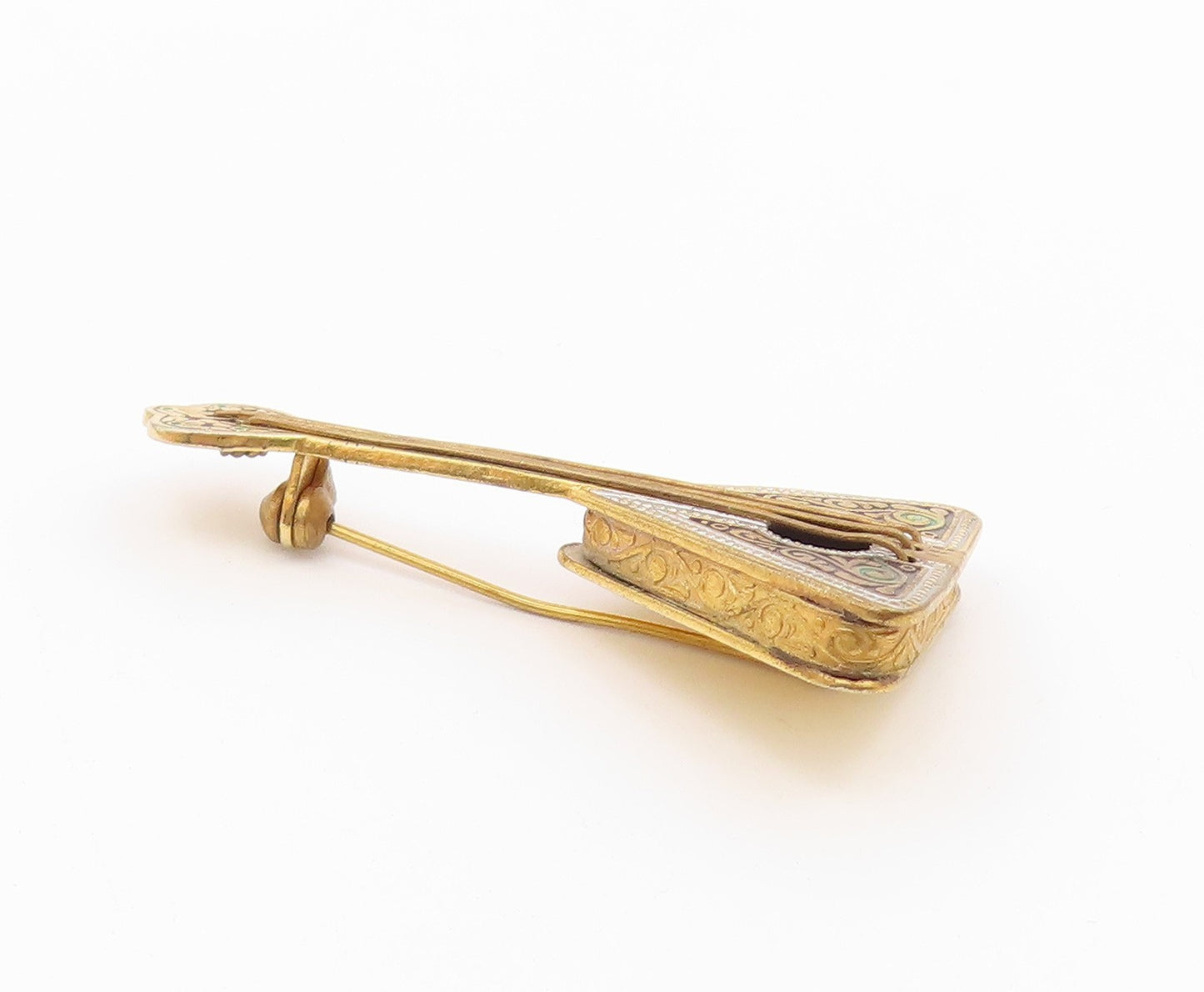 925 Sterling Silver  Vintage 2 Tone Balalaika Instrument Brooch Pin  BP8785