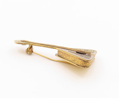 925 Sterling Silver  Vintage 2 Tone Balalaika Instrument Brooch Pin  BP8785