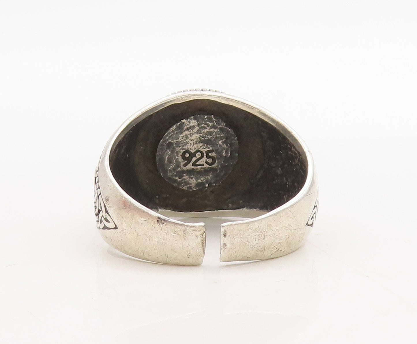 925 Sterling Silver Vintage Ring Dark Tone Celtic Design Cutout  Sz 12  RG31657