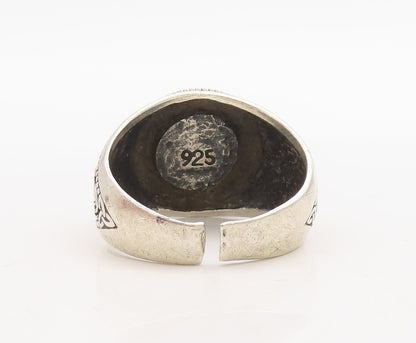 925 Sterling Silver Vintage Ring Dark Tone Celtic Design Cutout  Sz 12  RG31657