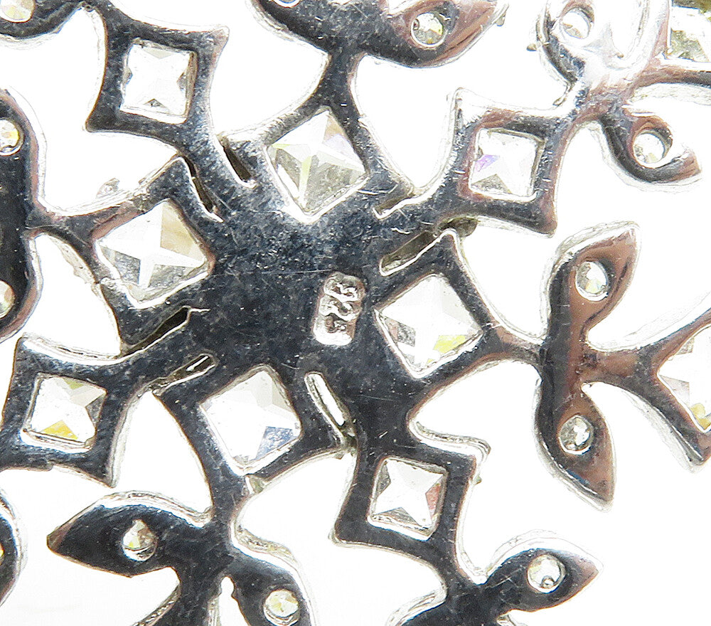 925 Sterling Silver  Sparkling Cubic Zirconia Snowflake Motif Pendant  PT12331