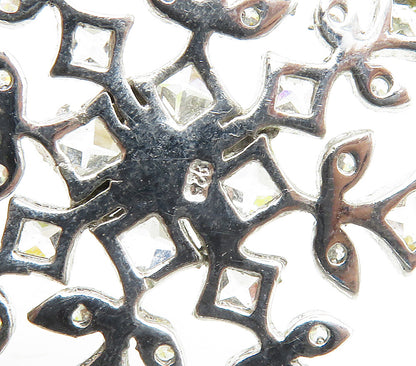 925 Sterling Silver  Sparkling Cubic Zirconia Snowflake Motif Pendant  PT12331