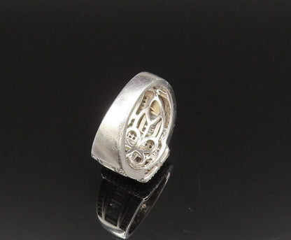 925 Silver  Vintage Emerald Frame Cubic Zirconia Band Ring Sz 8  RG25582