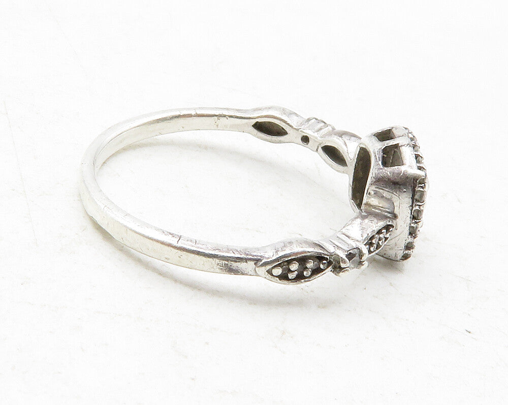925 Sterling Silver  Genuine Diamonds Square Thin Band Ring Sz 7  RG12485