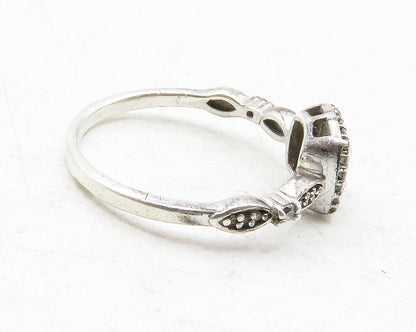 925 Sterling Silver  Genuine Diamonds Square Thin Band Ring Sz 7  RG12485