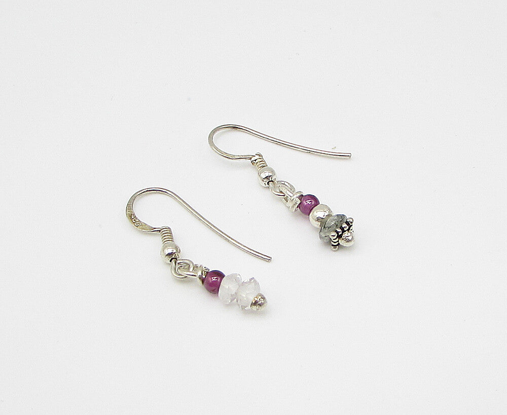 925 Sterling Silver Multi Colored Beaded Pendant & Earrings Set TR1036