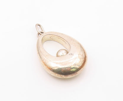 DESIGNER 925 Silver  Vintage Heavy Open Pear Shape With Bead Pendant  PT21925