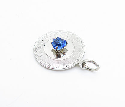 925 Sterling Silver  Love Heart Sapphire September Birth Stone Pendant  PT5684