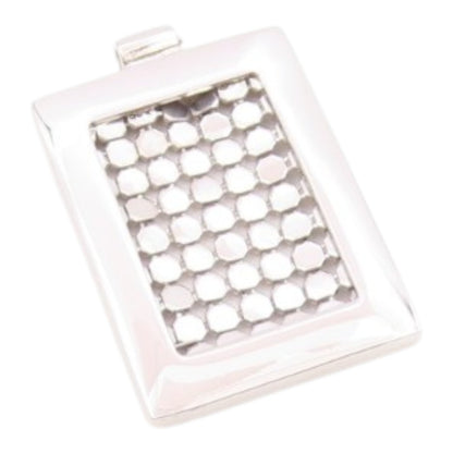 925 Sterling Silver  Shiny Polished Circle Square Slide Pendant  PT12126