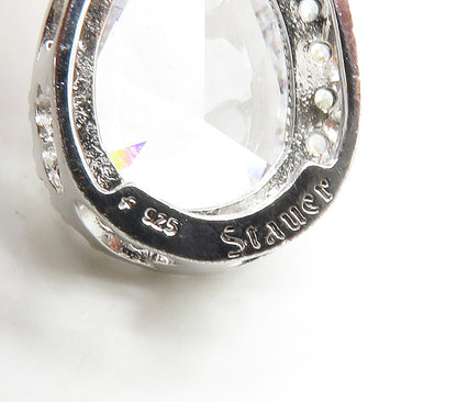 925 Sterling Silver  Sparkling Tear Drop Cubic Zirconia Pendant  PT13117