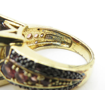925 Sterling Silver  Faceted Smoky Topaz Gold Plated Cocktail Ring Sz 7 RG6068