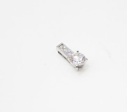 925 Sterling Silver  Faceted White Cubic Zirconia Slider Pendant  PT2415