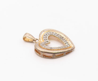 925 Sterling Silver  Vintage Genuine Diamonds Love Heart Pendant  PT11393
