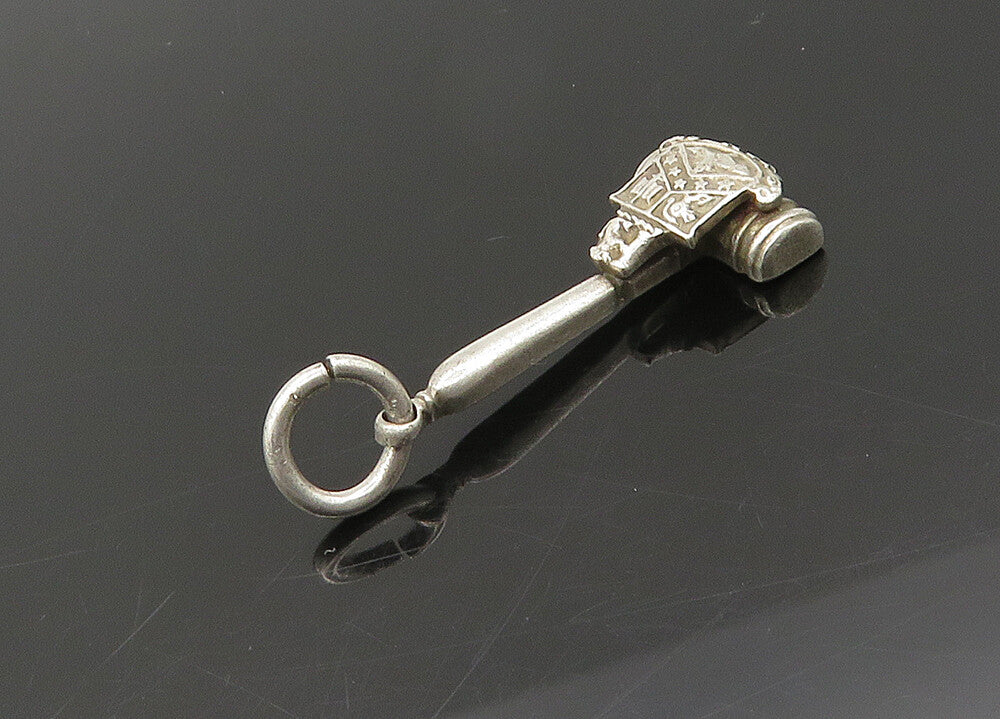 925 Sterling Silver  Vintage Antique Petite Gavel Drop Pendant  PT17369
