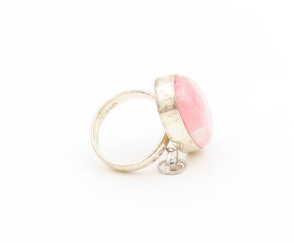 925 Sterling Silver Vintage Ring Pink Cabochon Moonstone Band  Sz 4.5  RG33919