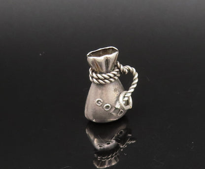 925 Sterling Silver  Vintage Sack Of Gold Charm Pendant  PT21632