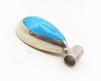 MEXICO 925 Sterling Silver  Vintage Turquoise Tear Drop Slide Pendant  PT6651
