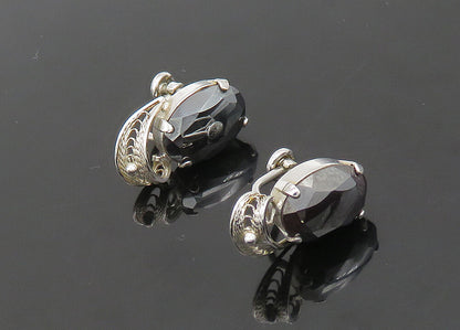 VAN DELL 925 Sterling Silver  Vintage Hematite Non Pierce Earrings  EG10538