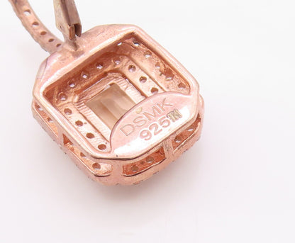 925 Sterling Silver Vintage Earrings Gold Plated CZ Halo Geometric Drop  EG14388