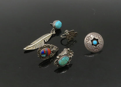 ZUNI NAVAJO 925 Sterling Silver Vintage Multi Stone Lot Single Earrings EG11216