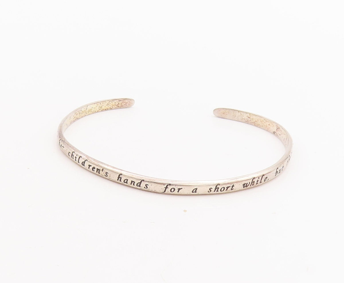 925 Sterling Silver Vintage Bracelet Solid Etched Mother's Love Cuff  BT10675