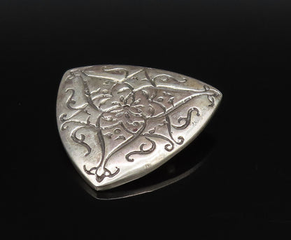 ATARA 925 Silver  Vintage Engraved Swirls Triangular Brooch Pin  BP10018
